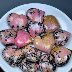 Rhodonite Heart Stone: Pink & Black Crystal for Healing