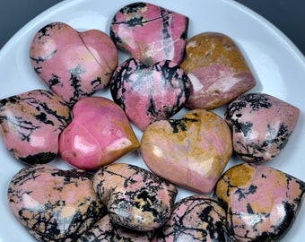 Rhodonite Heart Stone: Pink & Black Crystal for Healing