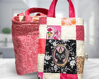 Halloween Toddler Trick or Treat Bag – Reversible - OOAK Patchwork Candy Tote, Heirloom Kids Gift