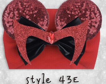 Minnie Mouse Ears Stretch Headband For Baby, Shower Gift, Avenger Wanda, Marvel Baby Fashion, Girl Bling / Style 43e