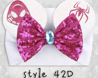 Minnie Mouse Ears, Baby Headband, Spider Woman Mouse Ears, Disney, Baby Shower Gift, Mouse Ear Hair Bow, Mouse Ears Turban  - 42D