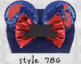 Infant Headband Minnie Mouse Ears with Bow Soft Stretch Knit, Mary Poppins Disney Vacation - 78G