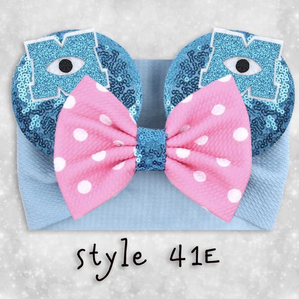 Minnie Mouse Ears Stretch Headband For Baby, Shower Gift, Monsters Inc, Baby Fashion, Girl Bling / Style 41e