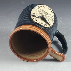 Wheel Thrown Glacier National Park Mug in Croc Blue and Shino tan brown Glazes image 10