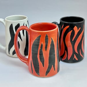 Bengals Fan Mug - Handmade Pottery Stein with Tiger Stripes