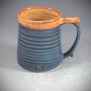 Wheel Thrown Glacier National Park Mug in Croc Blue and Shino tan brown Glazes image 9