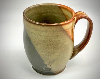 Wheel Thrown Cup in Steel Gray Shino and Shino Glazes overlapped- 12 ounce