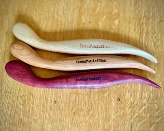 Handmade Wood Clay Tool, Rounded Pottery Shaper, Hard Maple, Cherry, Purple Heart