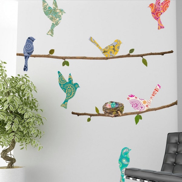 Paisley Birds & Branches Wall Decals