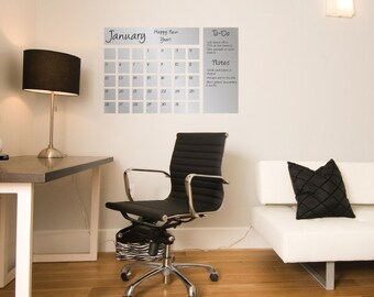 Dry Erase Calendar Wall Decal In Silver