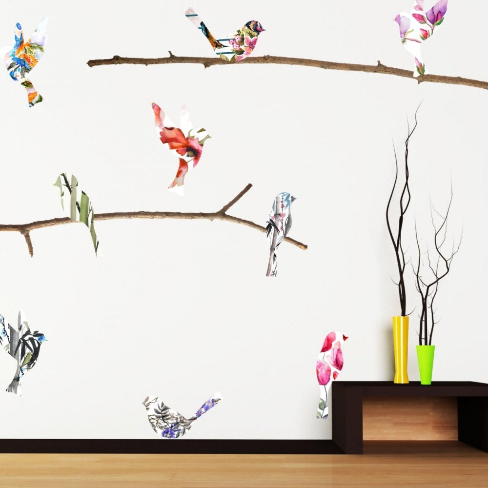 Watercolor Song Bird Wall Decals Etsy