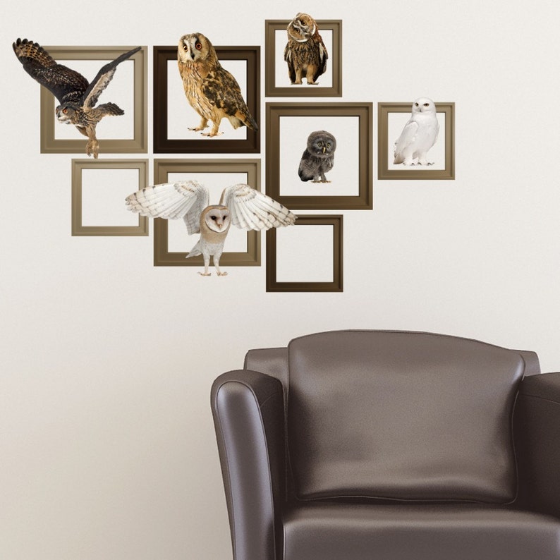 Realistic Owls Wall Decals Etsy