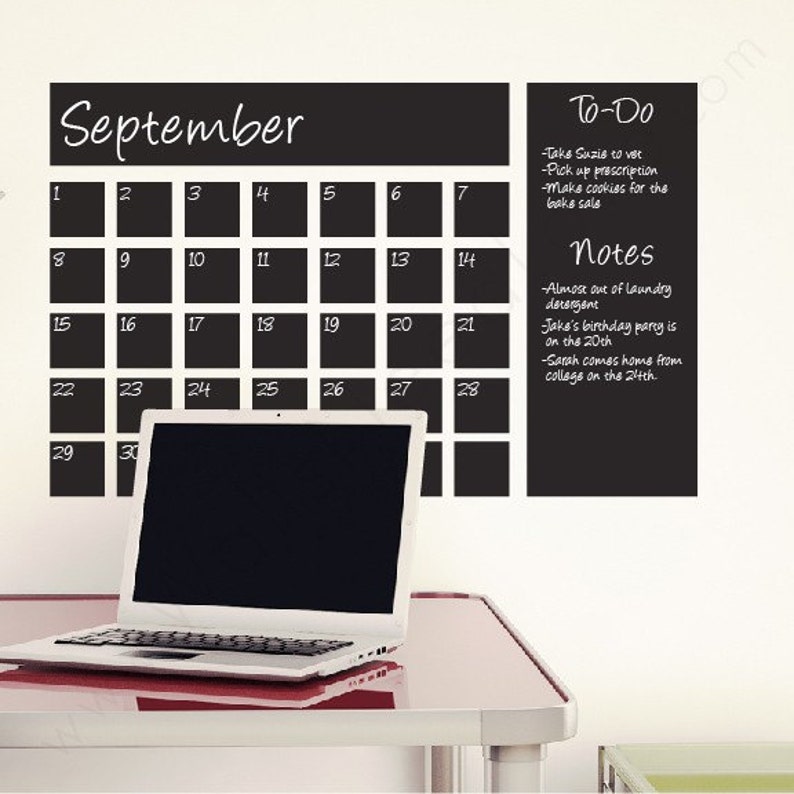 sale chalkboard calendar wall decals | etsy