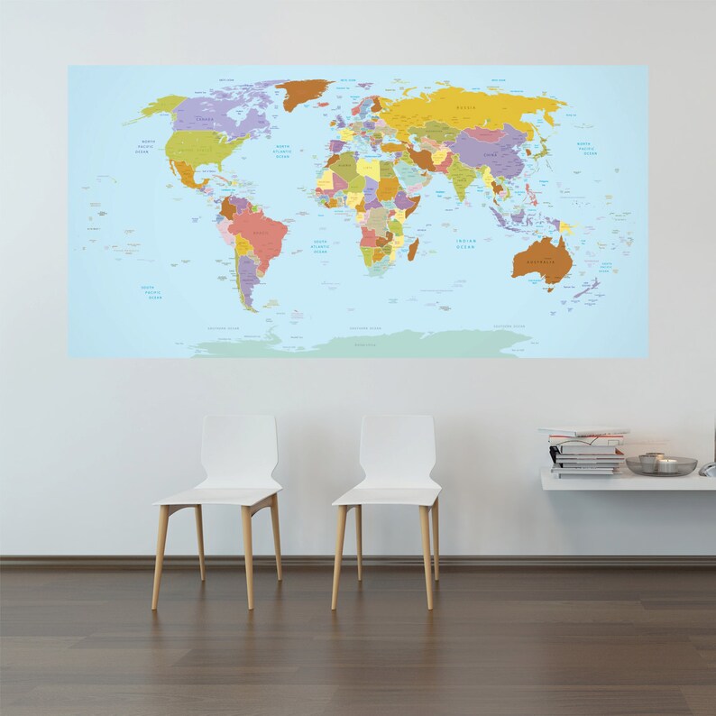 Mapa Del Mundo Pared Adhesivo Decoracion Hogar Calcomania 33y