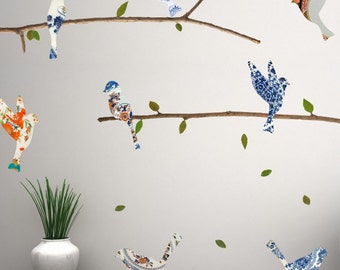 China Plate Song Bird Wall Decals