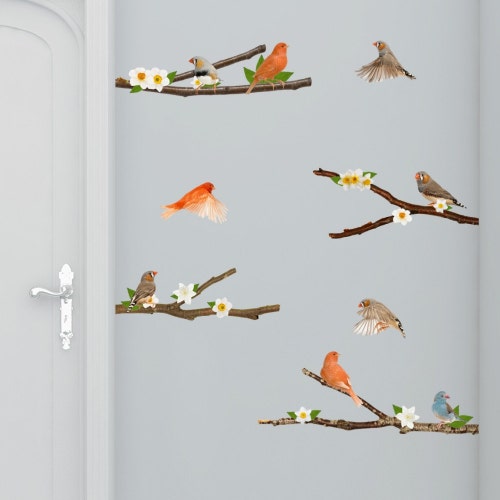 Décalcomanies murales d'oiseaux chanteurs de printemps