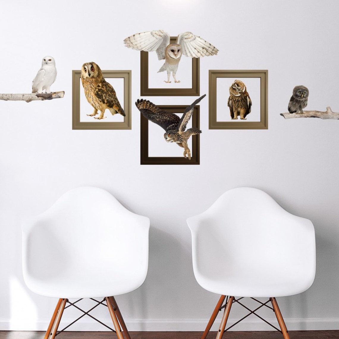 Realistic Owls Wall Decals Etsy