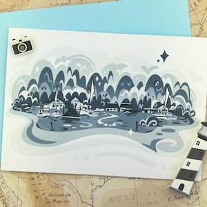 Foggy Bainbridge Island Seattle Harbor Folded Greeting Card