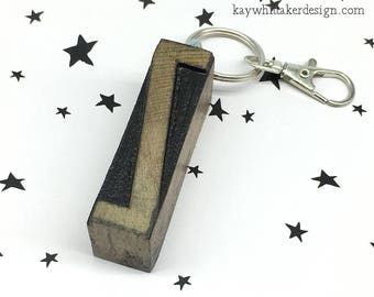 Vintage Letterpress Keyring Keychains Various Letters R S or Z