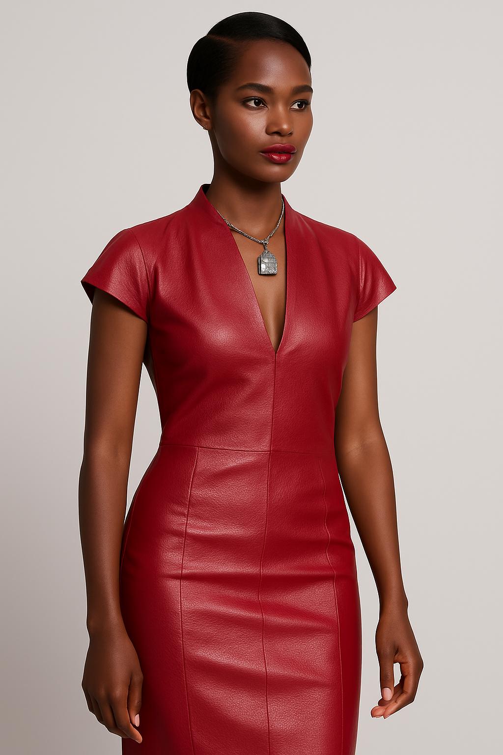 chinese dress ladies North Beach Fall 1993 Red Leather Lace Up Corset Dress