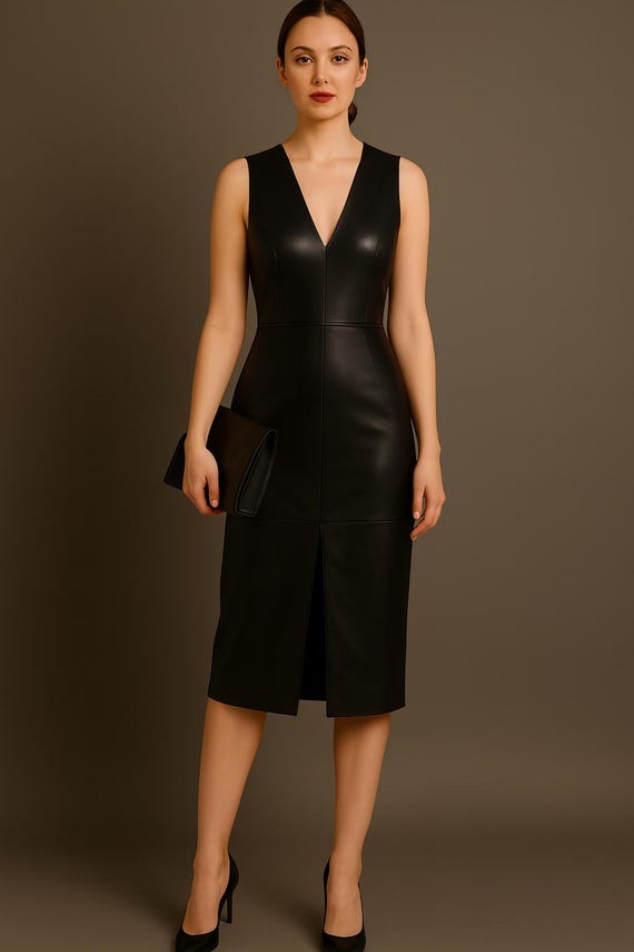 leather knee length dress AS by DF Mrs. Smith Stretch Leather Knee-Length Dress