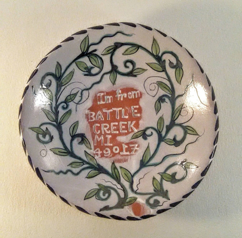 Round Ceramic Decorative Trays Whimsical Hand Painted Etsy