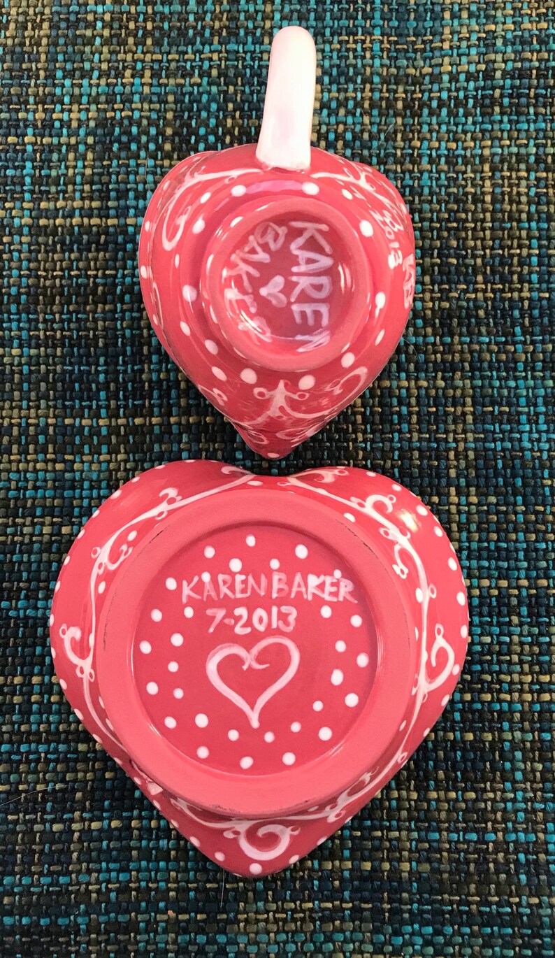Espresso o taza de té y platillo. Un montón de Hearts demitasse preparado para ese romántico regalo sentimental. cerámica artística imagen 5