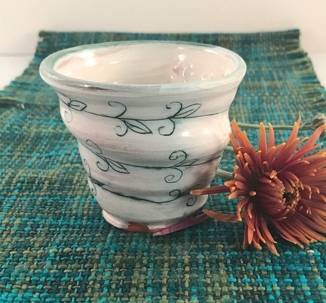 Wheel Thrown Pottery Bowl - Hand Decorated Ceramic Dish - Spiral Bowl ...