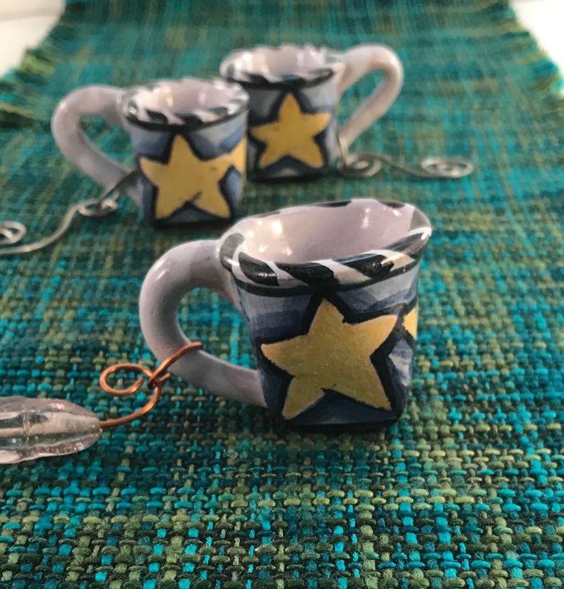 Hand Made Christmas Tree Ornaments Miniature Pottery Mugs Etsy