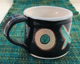 O X hugs and kisses ceramic, coffee mug or tea mug. Gift for Mom or Dad