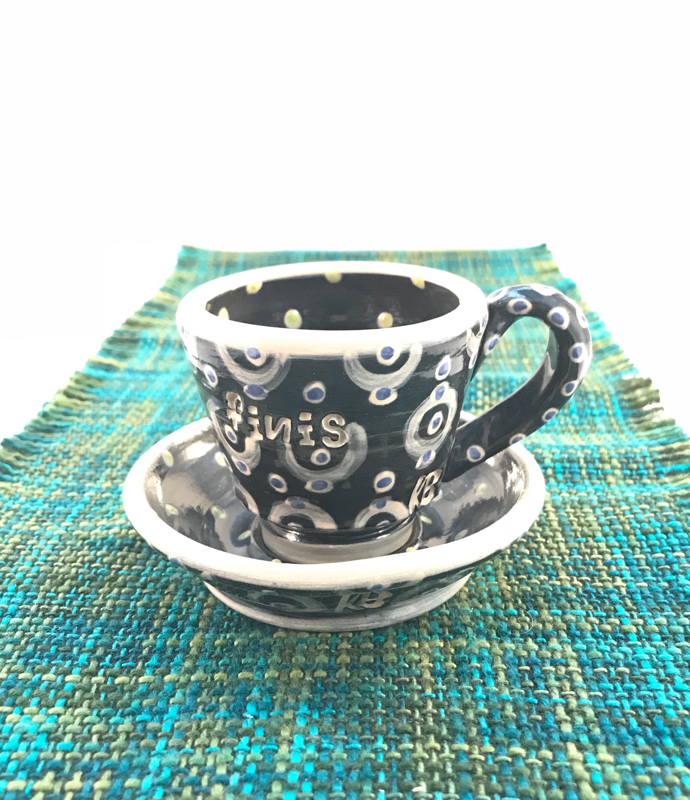Pottery Espresso cup and saucer set fine craft art hand made Etsy