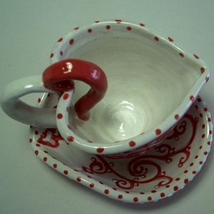 Espresso o taza de té y platillo. Un montón de Hearts demitasse preparado para ese romántico regalo sentimental. cerámica artística imagen 8