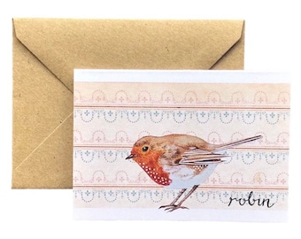 Robin mini A7 Greeting card - art card -blank card -birthday card