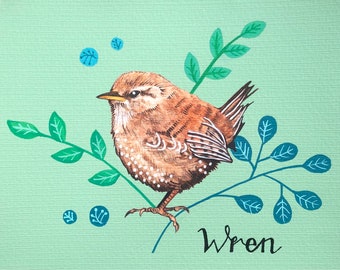 Wren watercolour fine art print