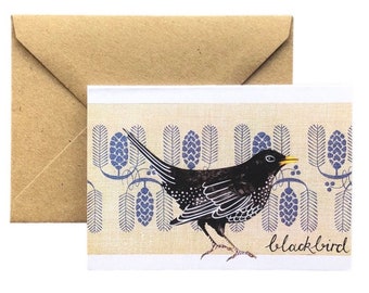 Blackbird mini A7 Greeting card - art card -blank card -birthday card