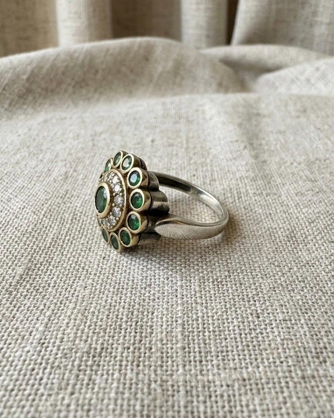 Emerald Green Silver Ring Handmade Statement Ring Boho Style Jewelry ...