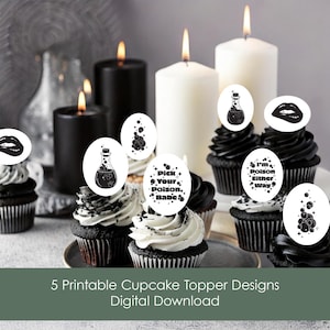 Taylor Swift TTPD Inspired "Pick Your Poison, Babe" Printable Halloween Cupcake Toppers