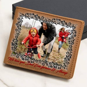 Cartera de regalo con foto personalizada para hombres, Cartera de cuero con foto personalizada, Regalo único para él, Regalos con foto personalizados, Regalo para papá