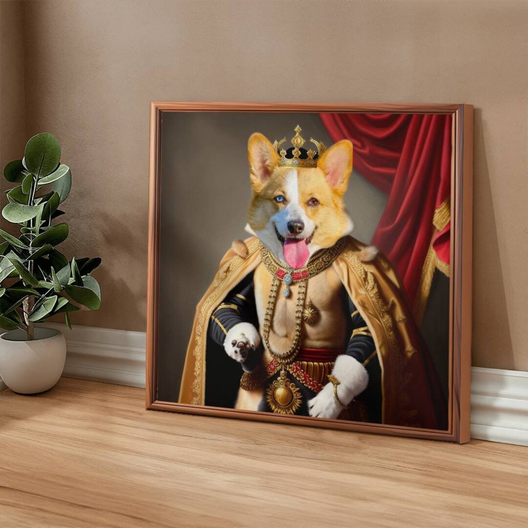 Custom Pet Portrait Royal Dog Painting Personalized Gift Pet Wall Art ...