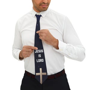 Religious Necktie for Men, Stylish Christian Tie, Jesus is Lord Tie, Faith-Based Gift for Men, Church and Easter Accessories