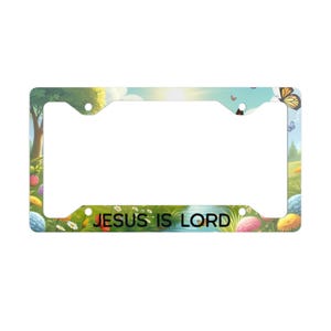 Colorful Spiritual License Plate Frame, Jesus Is Lord Decor, Car Art, Christian Gift, Inspirational Auto Accessories