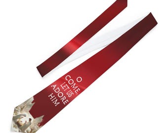 O come let us adore Him Holiday Necktie, Faith-Inspired Men Christmas Gift, Gift for him, Religious Tie for Church, Christmas Events