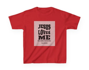 Camiseta infantil "Jesús me ama" / Camiseta cristiana infantil / Camiseta infantil con cita bíblica de San Valentín / Regalo cristiano de San Valentín para niños