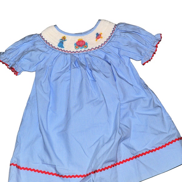 Cinderella Smocked Dress baby girl Princess Bishop dress quick to ship