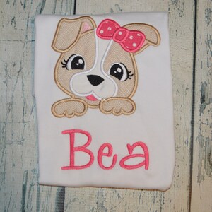 Girls Puppy Shirt, Personalized Dog Dress,  Girls Personalized Shirt, Monogram Birthday Outfit