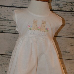 Personalized Easter Linen Dress, Monogram Easter Dress, Baby Easter Bubble, Cotton Bunny Outfit