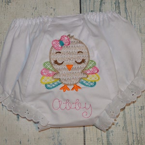 Personalized Turkey Baby Bloomers, Thanksgiving Embroidered Bloomers, Monogrammed Baby Bloomers, Fall Turkey Diaper Cover