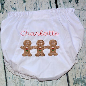 Personalized Gingerbread Bloomers, Monogrammed Baby Bloomers, Christmas Cookie Diaper Cover