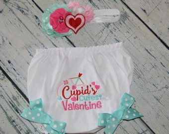 Cupids Cutest Valentines Baby Bloomers, Newborn Bloomer & Headband, Baby Bloomer, Create Your Set , Baby Bloomers and Headband Set