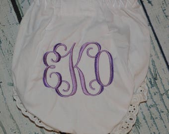 Baby Bloomers 2 Color Monogram Baby Girl Bloomer, Diaper Cover with Monogrammed, Newborn Bloomers, Personalized Baby Bloomers